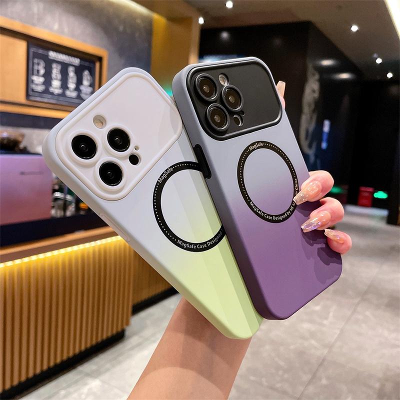 Роскошный магнитный чехол с градиентом и большим окном для iPhone 14 13 12 11 Pro Max противоударный чехол для iPhone 14 13 12 11
