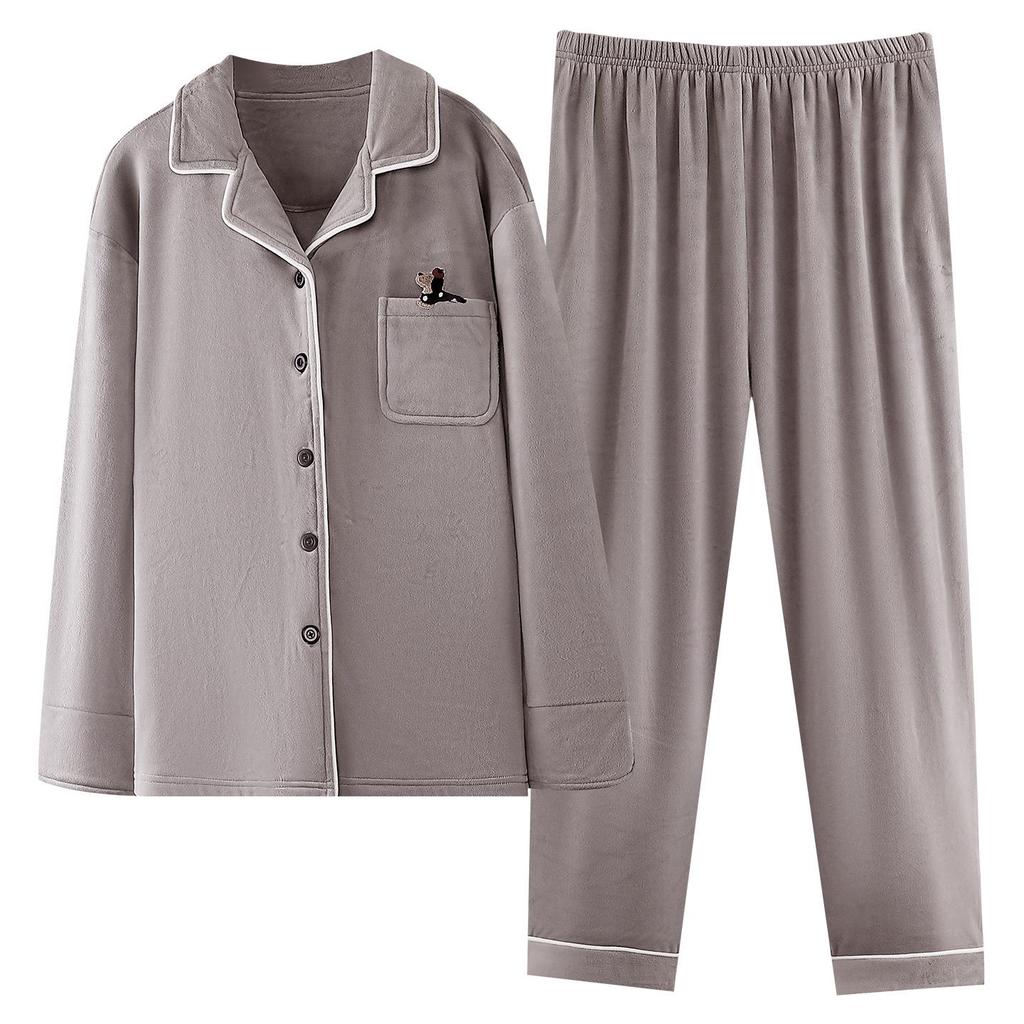 Женская зимняя пижама из бархата Sea Island - С длинным рукавом, длинными брюками, толстый кардиган из кораллового флиса, комплект домашней одежды