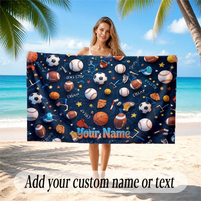 Other Similar Designs Theme Beach Towel Personalized Custom Name & Text Soft Quick Dry Beach Towel for Swimming Travel