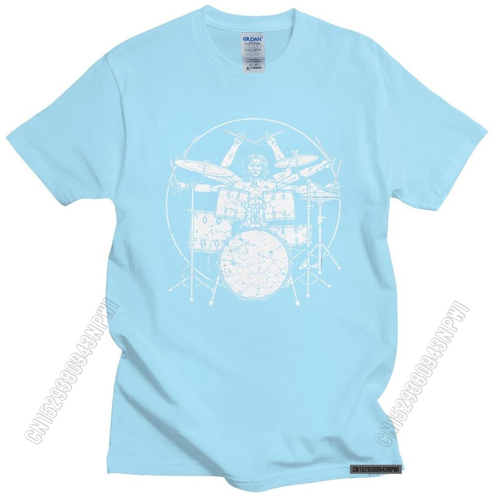 Novelty Cute Vitruvian On Drums Tshirt Cotton Printed Drummer Tee Drumming T Shirts Clothing T-Shirt Streetwear