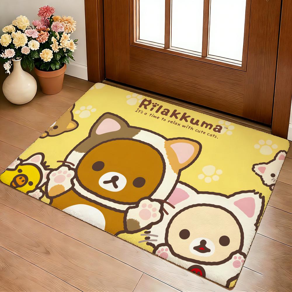 R-Rilakkuma Аниме Напольный Коврик Уютный Фланелевый Мягкий Толстый Нескользящий Коврик Для Гостиной Спальни Кухни Декор Ковры