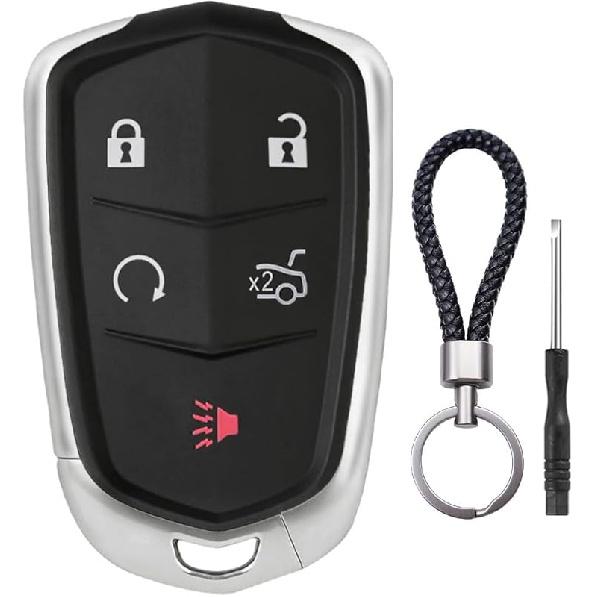 Чехол для ключа-брелока для Cadillac XTS XT4 XT5 XT6 ATS ATS-v SRX CT6 CTS 2014 2015 2016 2017 2018 HYQ2AB HYQ2EB Накладка с 5 кнопками Чехол Пульт дистанционного управления бесключевым доступом