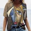 3D Digital Printed Short Sleeved Top for Women Fashionable  Casual Street Women V-neck T-shirt T-Shirts (women’s)