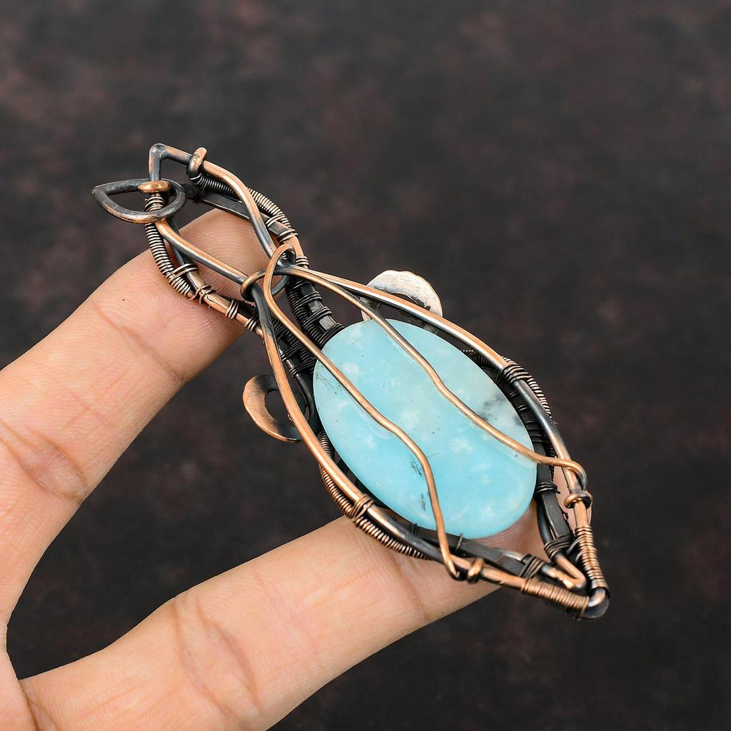 Подвеска с гемиморфитом, подвеска из медной проволоки, подвеска из драгоценного камня высшего качества, подвеска ручной работы, медная ювелирная подвеска для женщин, подарок для него