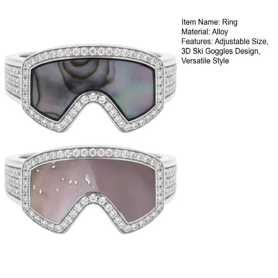 Кольцо регулируемого размера в форме горнолыжной маски, 3D, аксессуар для украшения зимней одежды, подарок для любителя лыжного спорта