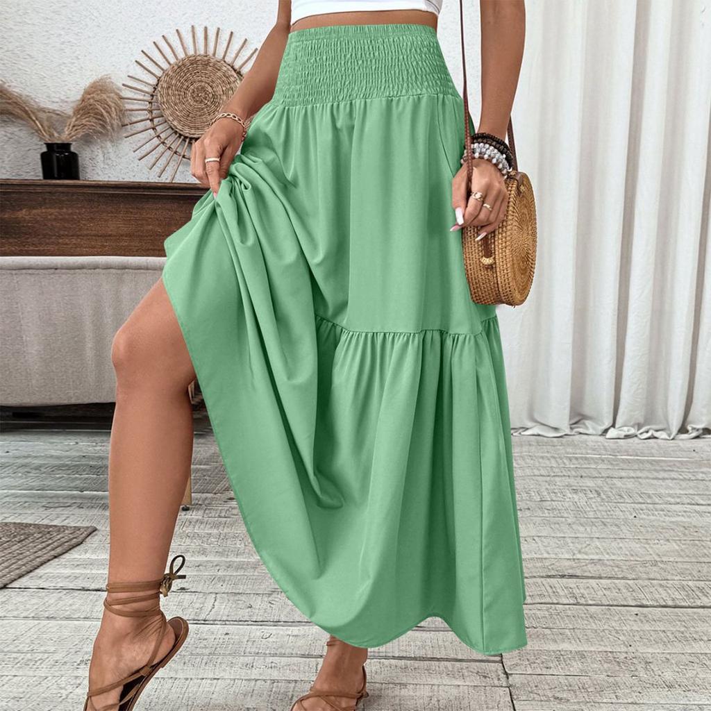 Женская модная плиссированная юбка с цветочным принтом и эластичным поясом, свободная юбка-трапеция с карманом