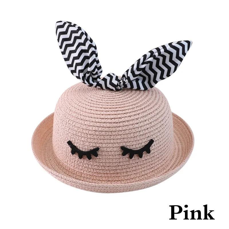 Шапка-панама с кроличьими ушками для малышей, мальчиков и девочек, детские пляжные кепки, летняя шляпа от солнца, шапочки для младенцев и малышей