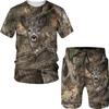 Summer Casual Camouflage Hunting Animal Wild Boar 3D T-Shirt Fashion Men's Tracksuit Short Sleeve Sportwear Men Clothing Suit