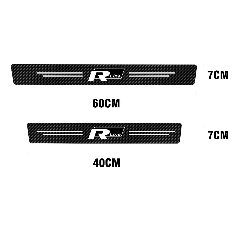 4PCS Car Door Sill Protector Plate PU Leather Carbon Fiber Threshold Anti-Scratch Bumper Car Sticker for VW Rline Golf Beetle B6 zk2