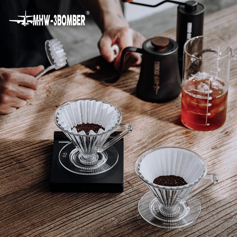 MHW-3BOMBER Pour Over Coffee Dripper with Paper Filter 1-4 Cup Hand Brewing Coffee Tools Professional Home Kitchen Accessories