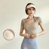 Juyitang Short Sleeve High Elasticity Yoga Top - No Bra Needed