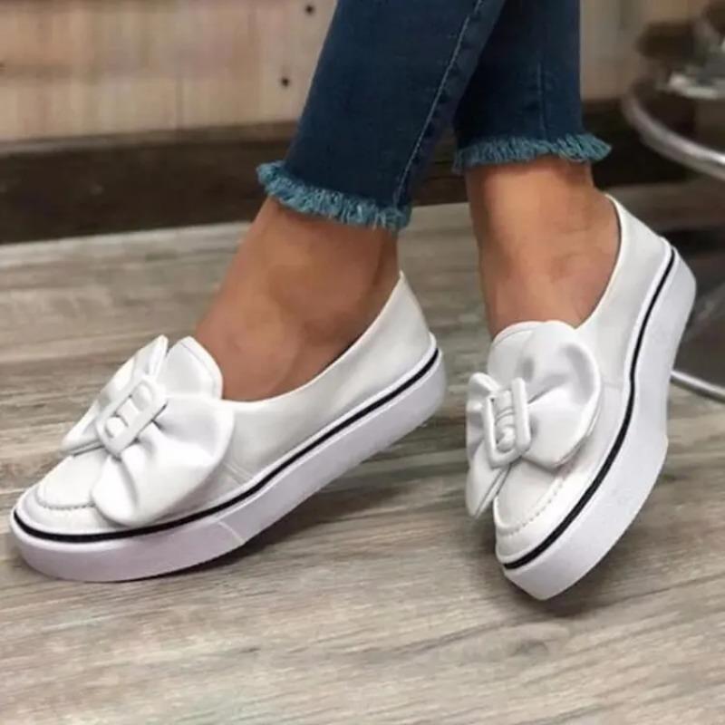 Женские кроссовки Flock Bowknot Shoes Женская обувь осень-весна Slip On Loafers Walking Woman Plus Size Casual Female Fashion