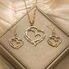 New Popular Jewelry Set Female Personality Versatile Rhinestone Zircon Necklace Earrings Watch Accessories