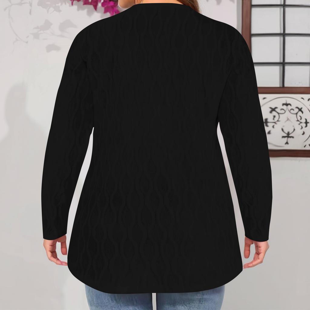 Women's Fashion Casual Plus Size Solid Color Long Sleeve Jacket