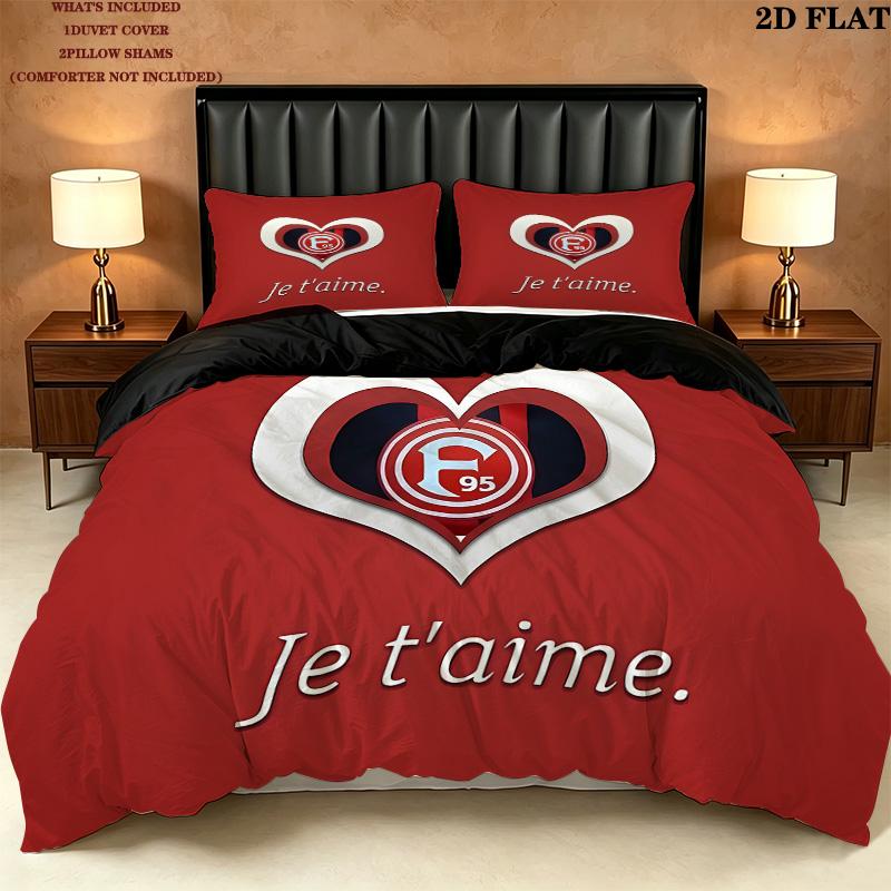 Frankfurt Football Pattern Bedding Quilt Set Quilt Cover Pillowcase Home Birthday Gift(1 * duvet cover + 2 * pillowcase, without core)