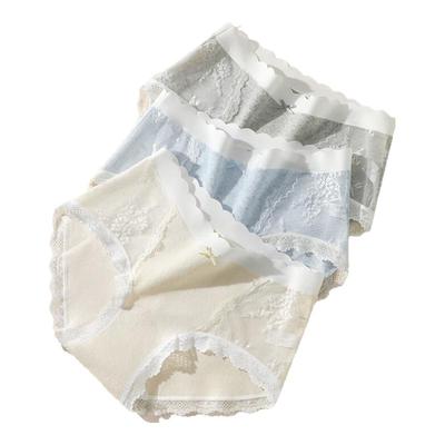 Женские модальные трусы-слипы А-класса из детского хлопка с кружевом, антибактериальные, со средней посадкой