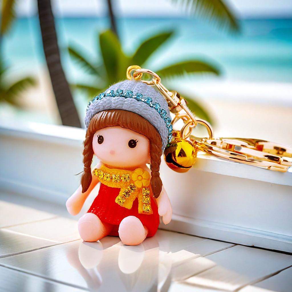 Adorable Resin Keychain For Kids Featuring Sparkling Doll Keyring For Girls Perfect Gift