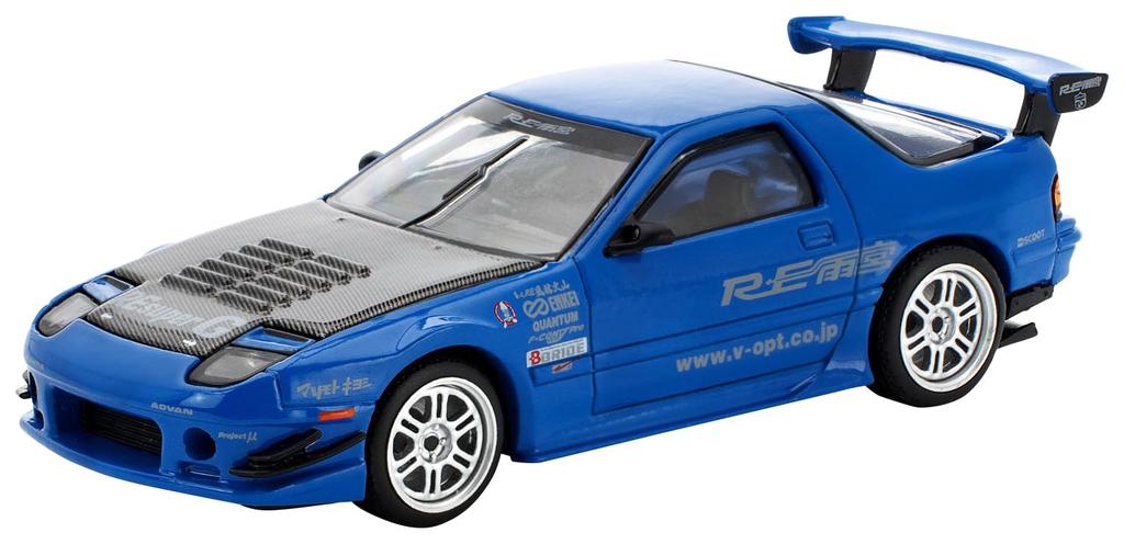 Genesis Company POP RACE 1/64 Mazda RX-7 (FC3S) RE Amemiya - Модель RE Amemiya синего цвета, готовая PR640290