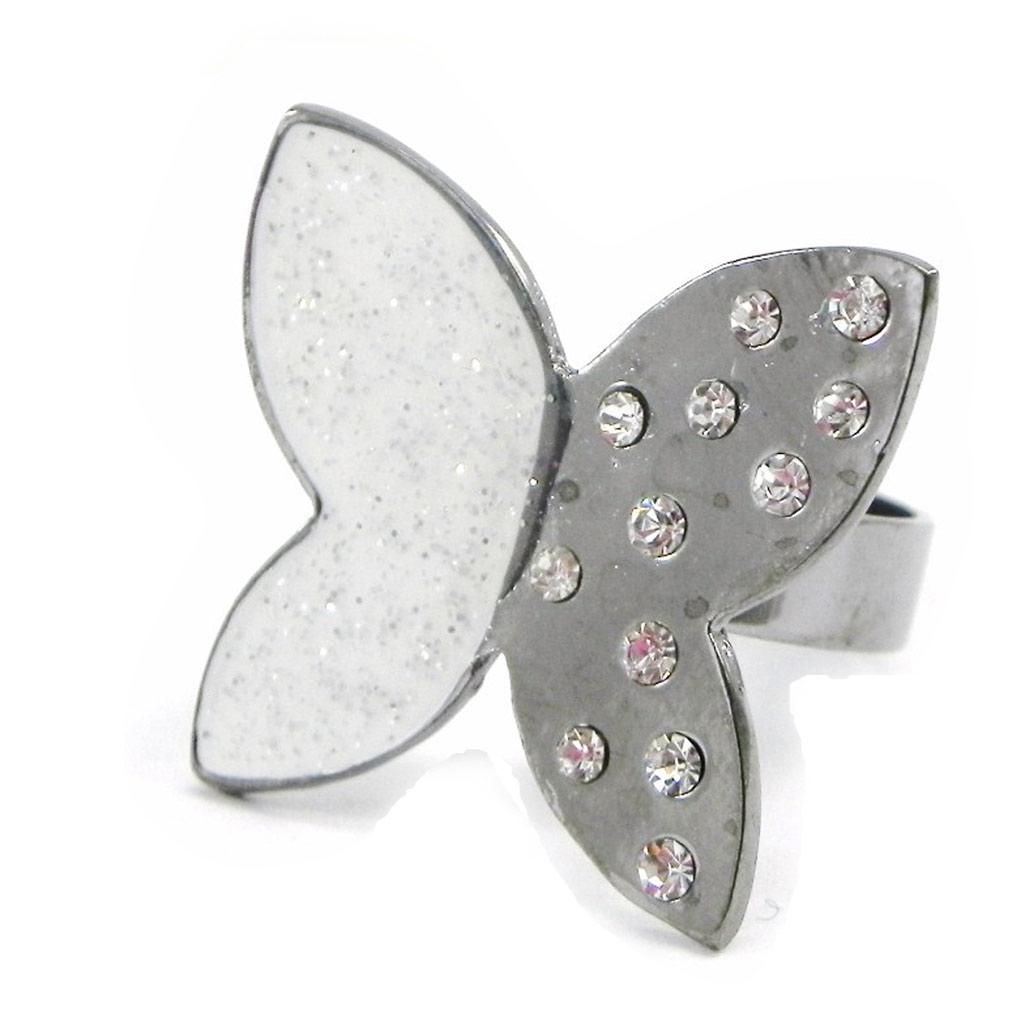 NOA [I2118] — Серое дизайнерское кольцо «Хрустальная бабочка»