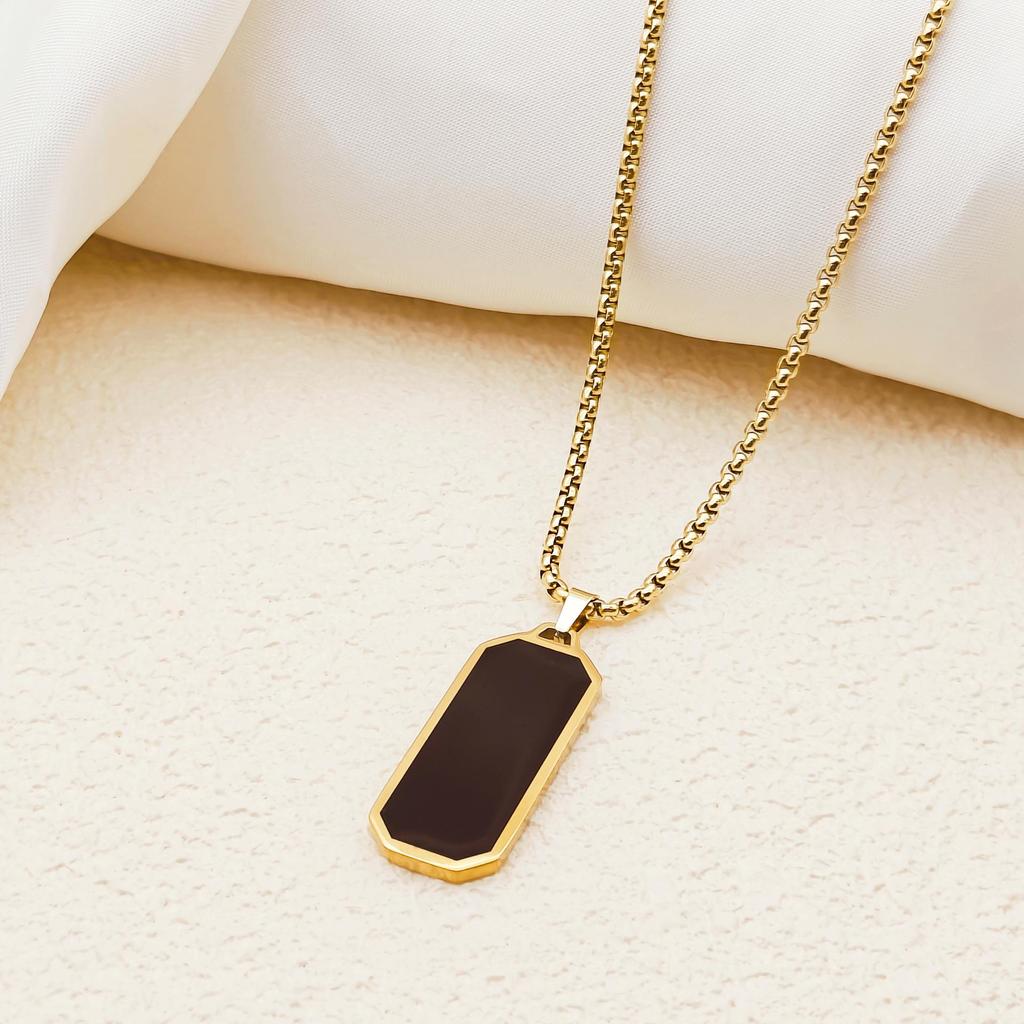 Геометрическое ожерелье-свитер из титановой стали цвета «приливной черный» - Унисекс хип-хоп аксессуар