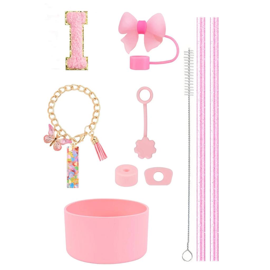 Набор из 10 аксессуаров для стакана Stanley 30 унций 40 унций: крышка для соломинки, крышка, чехол, стоппер от проливания, брелок с буквой, наклейка