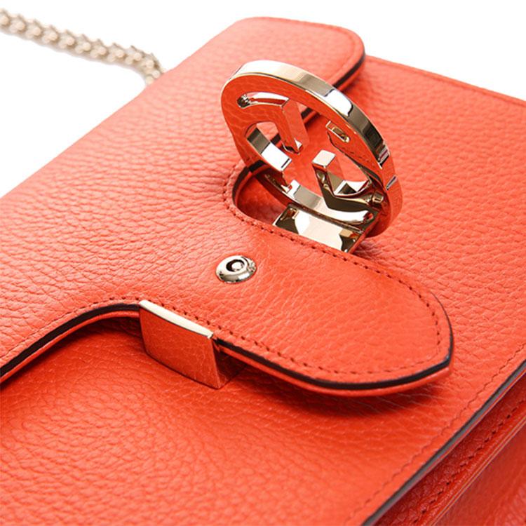 Gucci Silver Logo Double G Chain Messenger Bag Women Shoulder Bag Orange 510304-CAO0G-7527