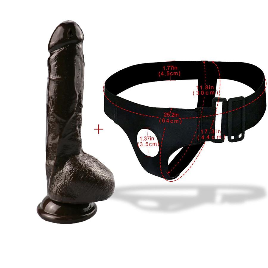 Коричневый реалистичный фаллоимитатор с ремешком на фаллоимитаторе, трусики, анальная пробка, игры для геев, секс-игрушки для женщин-лесбиянок, пар, член для мастурбации для взрослых