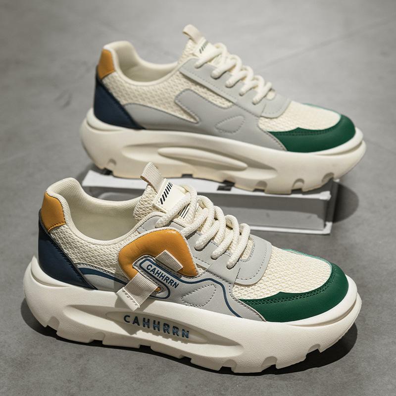 Мужскую обувь можно носить в любое время года, новая модная универсальная дышащая шнуровка с круглым носком, на толстой подошве, спортивная и для отдыха, цветная, удобная