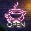 Coffee Open LED Neon Business Wall Coffee Open Neon Tube Neon Coffee Coffee Bar Wall Cafe Restaurant Kitchen Shop Window Welcome Sign Sign, Decor,