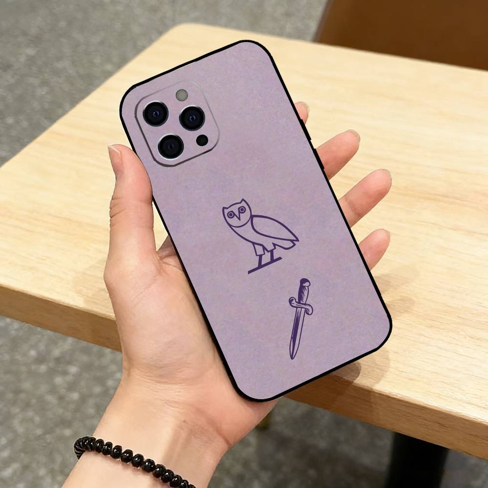 D-Drake OvO OWL Чехол для телефона для iPhone 17,16,15,14,13,12,11 Plus,Pro Max,XS,Мягкий силиконовый черный чехол