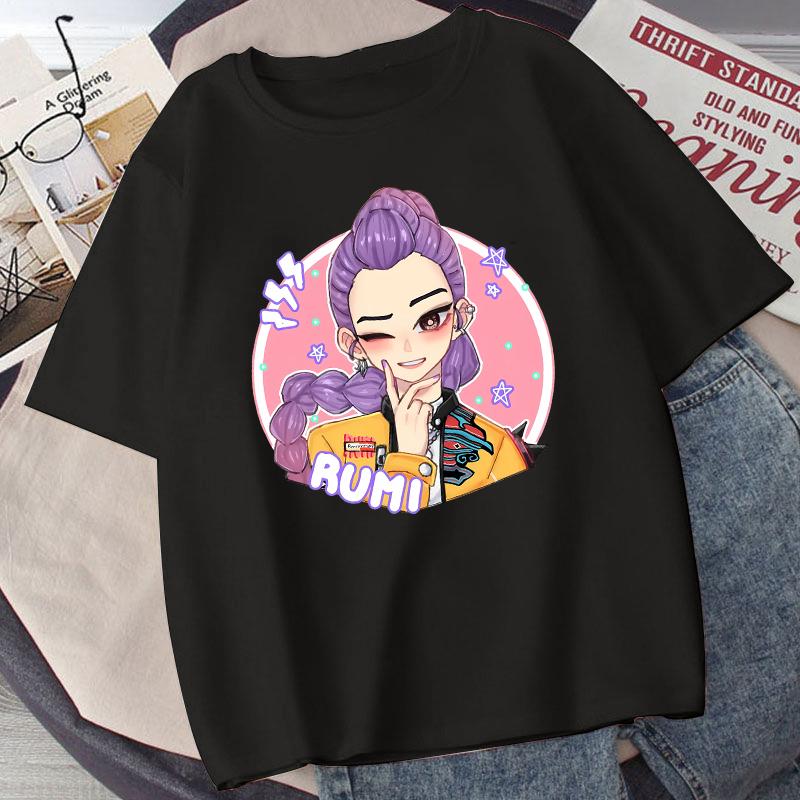 KPop Demon Hunters Child T-shirt Anime Character Print Short Sleeve Tees Girls' Summer Casual Tops Kids Birthday Gifts