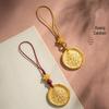 Tibetan Copper Keychain & Phone Lanyard with Brass Yellow Wealth God Pendant
