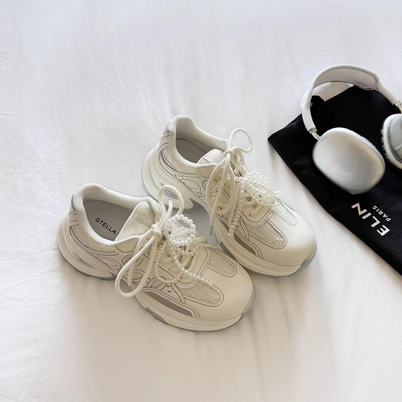 Натуральная мягкая кожа весна и лето новые дышащие серебристая платформа легкая спортивная обувь повседневная универсальная обувь для женщин с увеличением роста