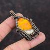Bumble Bee Jasper Pendant Copper Wire Wrapped Pendant Gemstone Pendant Unique Copper Jewelry Handmade Pendant Wire Wrap Jewelry Gift For Him