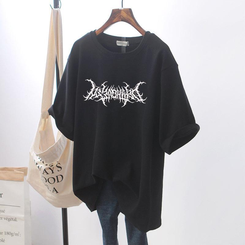 Футболка большого размера для полных девушек, женская, утягивающая, с высоким чувством, прикрывающая живот, большой размер, с круглым вырезом и короткими рукавами