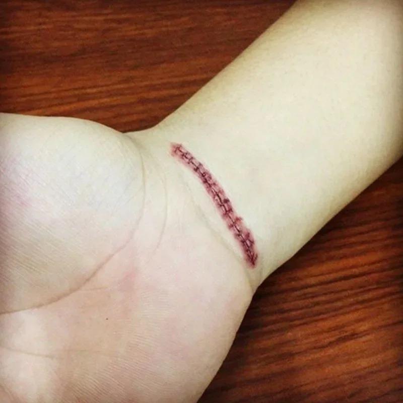 3D шрам дизайн небольшой узор наклейка Хэллоуин водонепроницаемая временная татуировка боди-арт мужчина женщина ребенок поддельные