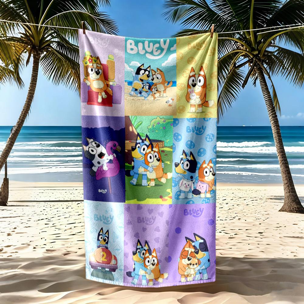 Lovely Bluey Beach Towel Super Soft & Absorbent Comfortable Lightweight Perfect for Traveling Yoga Camping and Swimming