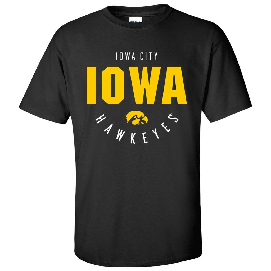 Iowa Hawkeyes Inverted Arch College University Team T-Shirt - Black
