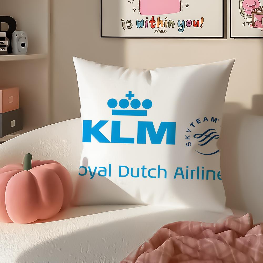 Netherlands Klm RRoyal Dutch Airlines Cushion Cover Pillowcase Short Plush Invisible zipper Room Sofa Cushion Cover