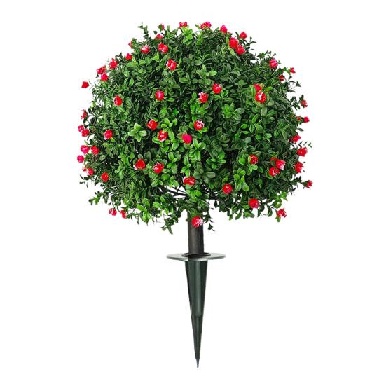 Искусственный шар камелии, имитация подстриженных деревьев с красными цветами, устойчивые к ультрафиолетовому излучению, искусственные зеленые кустарники с шипом для земли