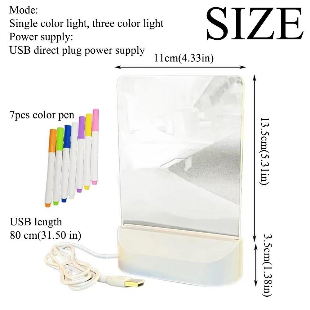 Erasable LED Drawing Board With Night Light DIY Acrylic Filled Chalkboard Message Board