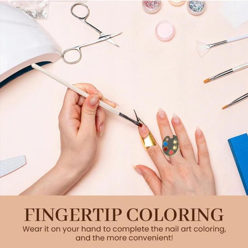 Палитра для смешивания лаков для ногтей, Палитра для нейл-арта, Маленькая палитра цветов для нейл-арта, Кольцо на палец, Легко чистить, Инструмент для маникюра