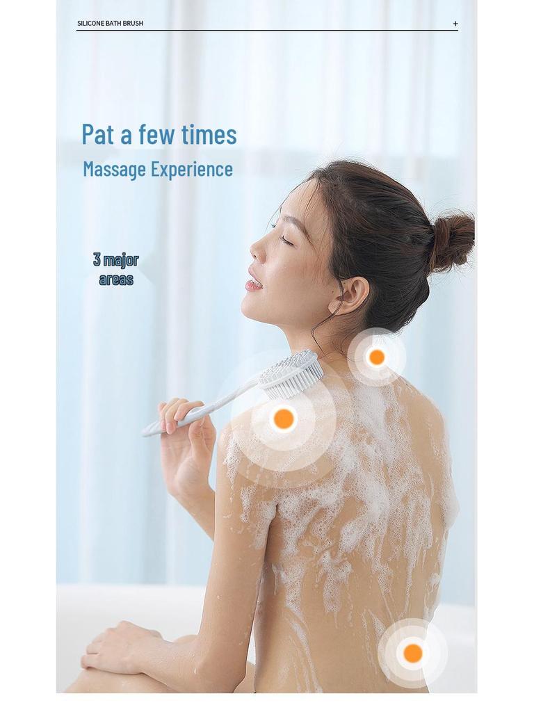 Силиконовая щетка для ванны с длинной ручкой - Мягкая щетина для мытья спины для легкой очистки