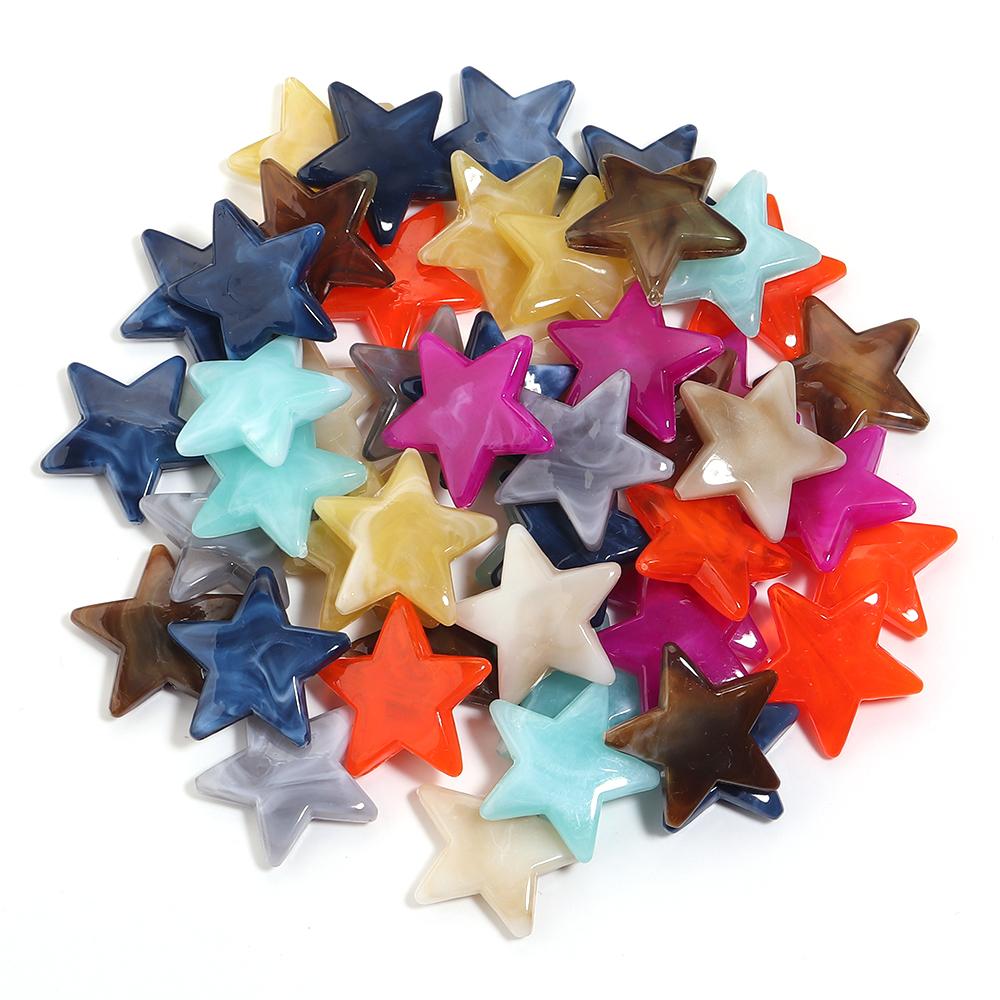 50pcs/lot 21mm Dual Color Acrylic Star Beads Loose Spacer Pentagram Beads For DIY Bracelet Phone Chain Jewelry Decor Accessories