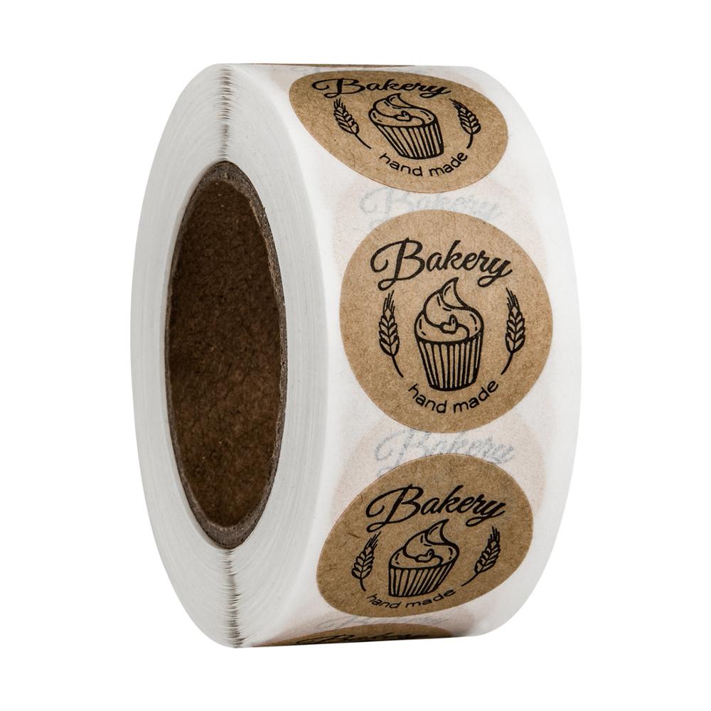 50Pcs 1Inch Diy Hand Made Handmade With Love Label Wedding Stickers Adhesive Sticker Kraft Round Labels Wholesale Price
