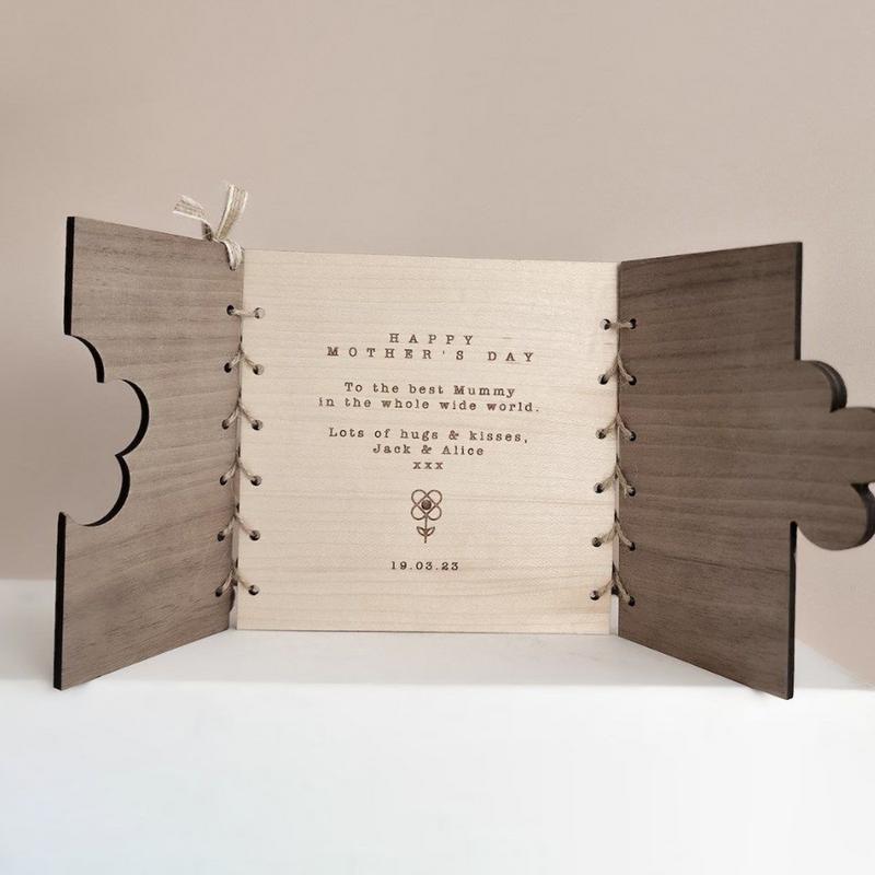 Mother Day Greeting Card Wooden Birthday Greeting Card Romantic Floral Funny Mother's Day Keepsake For Mom Grandma Wife Daughter