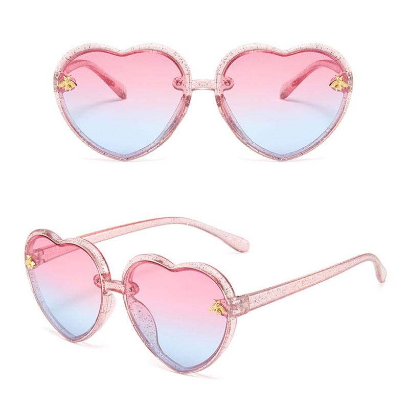 Детские солнцезащитные очки для детей, девочек и мальчиков, очки в форме сердца, мультипликационные солнцезащитные очки UV400, модные, милые, ручной работы