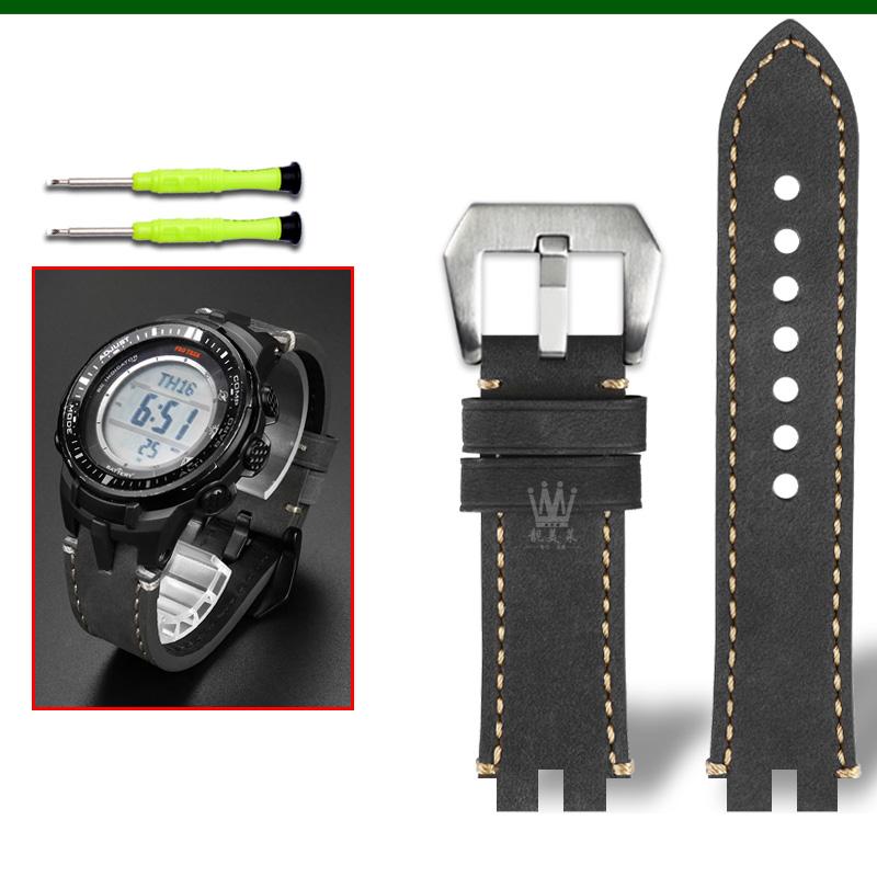 Классический ретро-ремешок из натуральной телячьей кожи для часов Casio ProTrek PRW3000/3100/6000/6100Y PRG300 Series Bracelet Watch Accessories