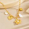 316L Stainless Steel Pearl Inlay Flower Butterfly Heart Pendant Necklace Women Classic Fascinating Neck Chain Jewelry
