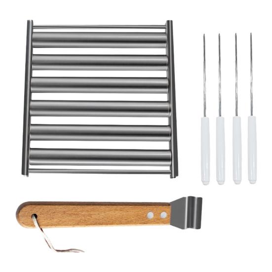 Hot Dog Roller Rack with Wooden Handle BBQ Sausage Roller Rack Steamer
